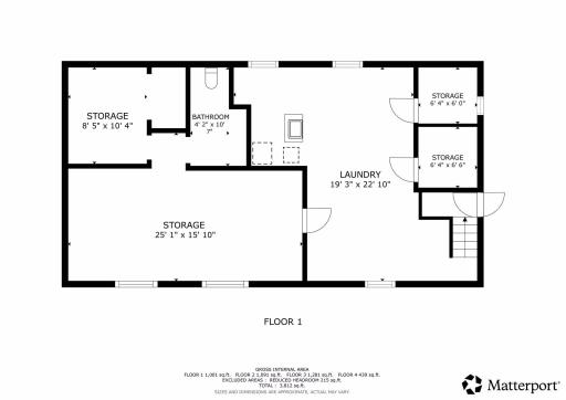 Basement with ample storage and bathroom (1/2)