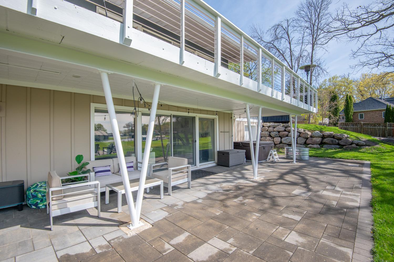 The large and very high quality stone patio was thoughtfully and carefully installed.