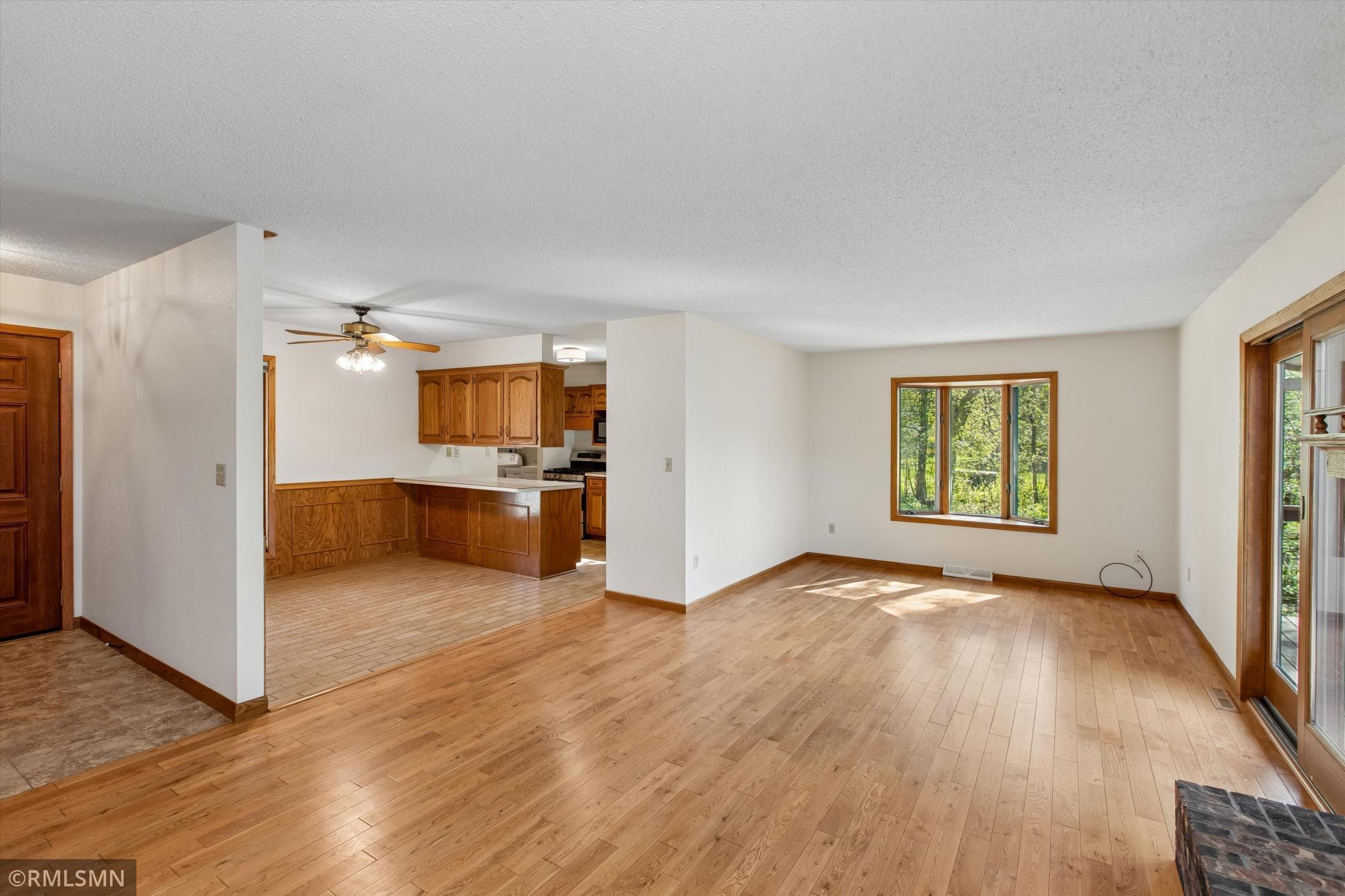 Living Room with oak flooring