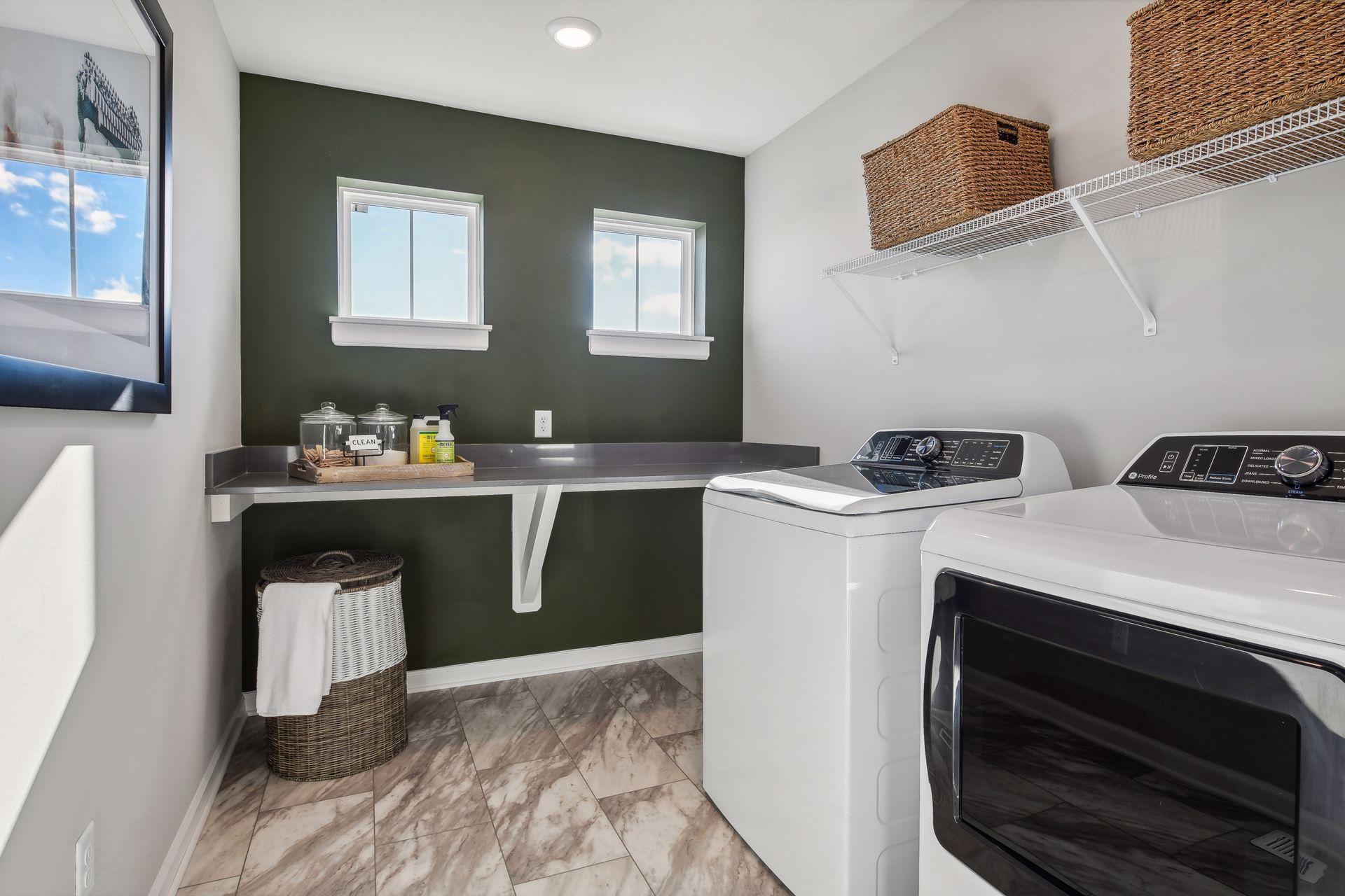 Convenient upstairs laundry room