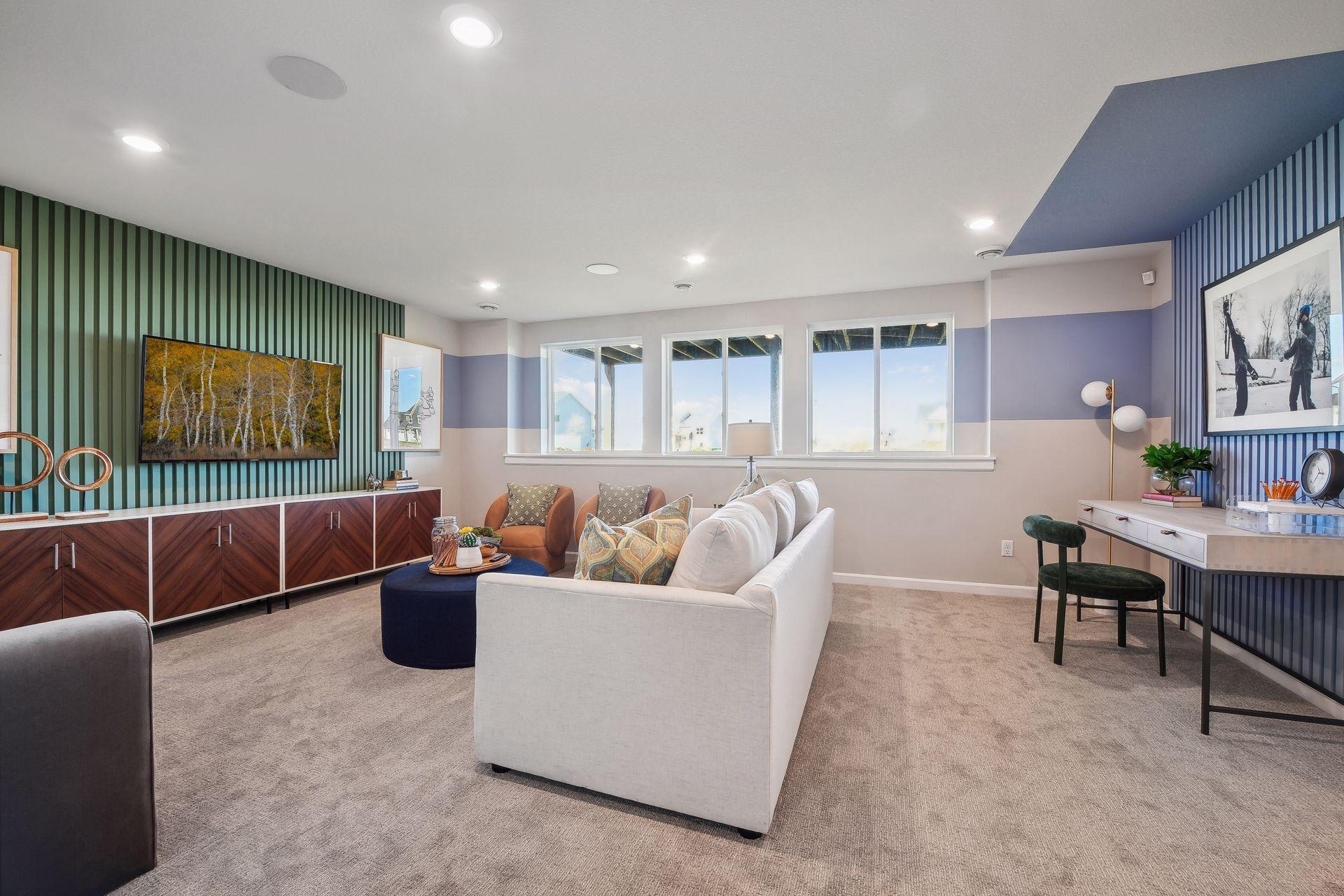 Game room in basement