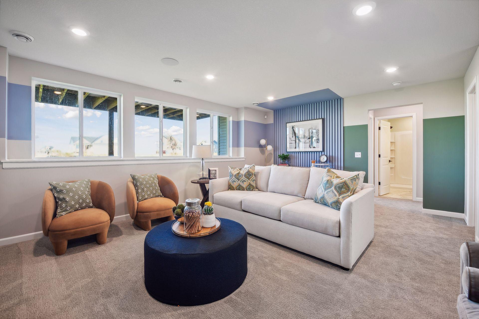 Game room in basement