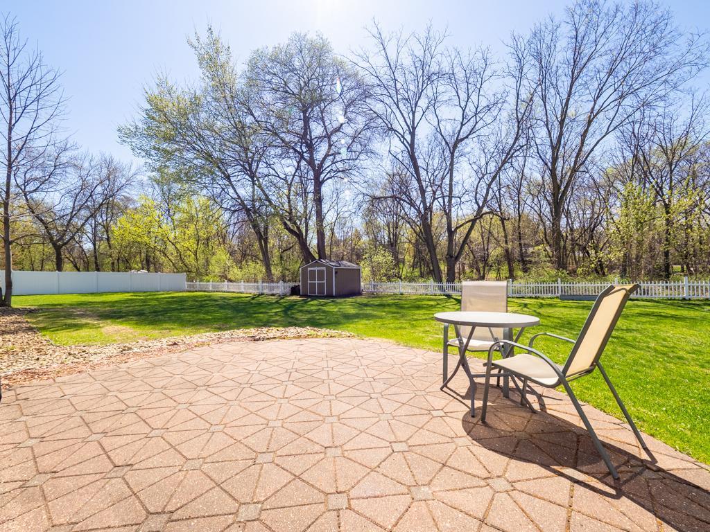 Large patio from walkout basement.