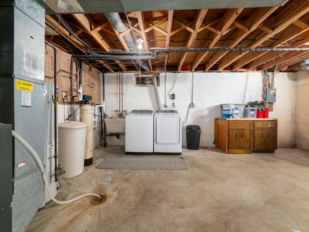 Laundry in the basement utility room.