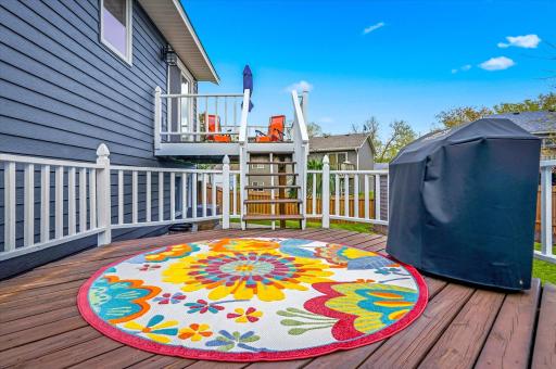 Multi-level deck design offers great spaces for outdoor dining, grilling, and relaxing with family and friends.