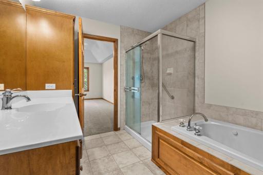 Primary with private bathroom. Seperate shower and soaking tub.