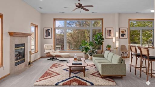 Large windows and open floor plan! Virtually staged to envision yourself living here.