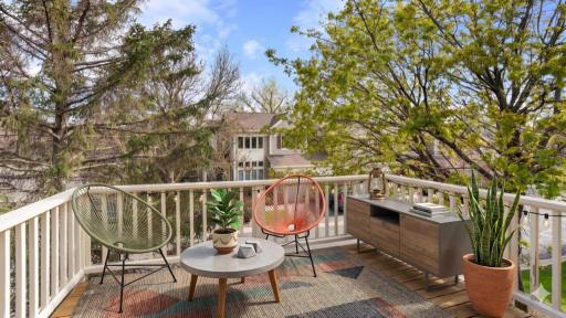 Awesome deck retreat. Virtually staged to envision relaxing this summer on private deck.