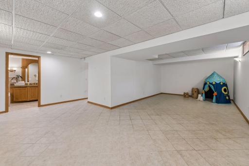 Large family room or flex space in the lower level.