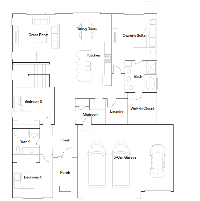 Clearwater main level floorplan.
