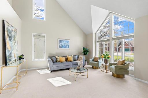 Bright, airy layout filled with natural light from expansive windows