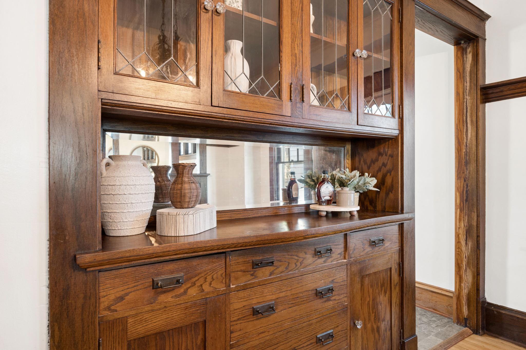 Built-in buffet offers additional storage.