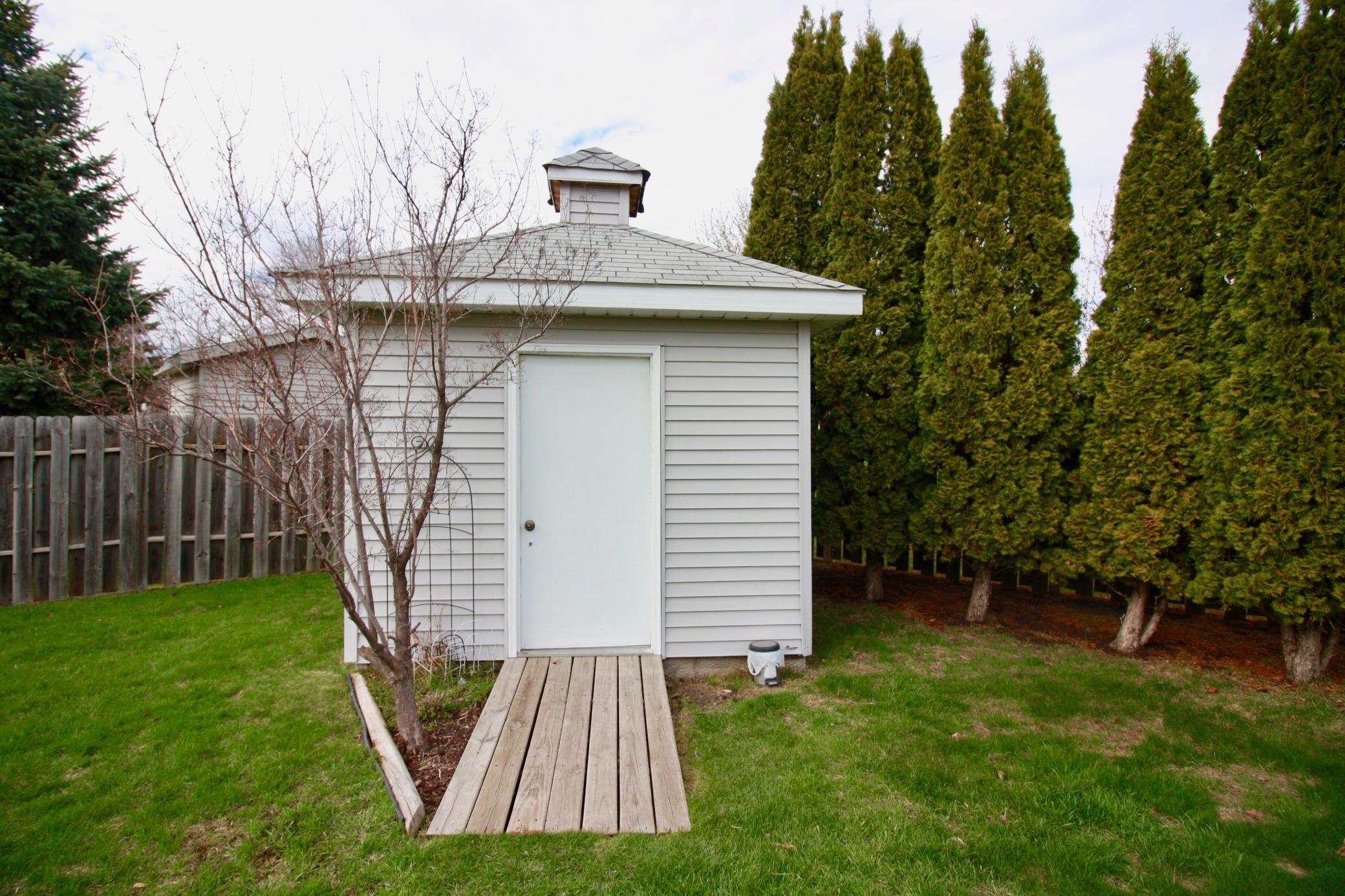 Vinyl sided storage shed