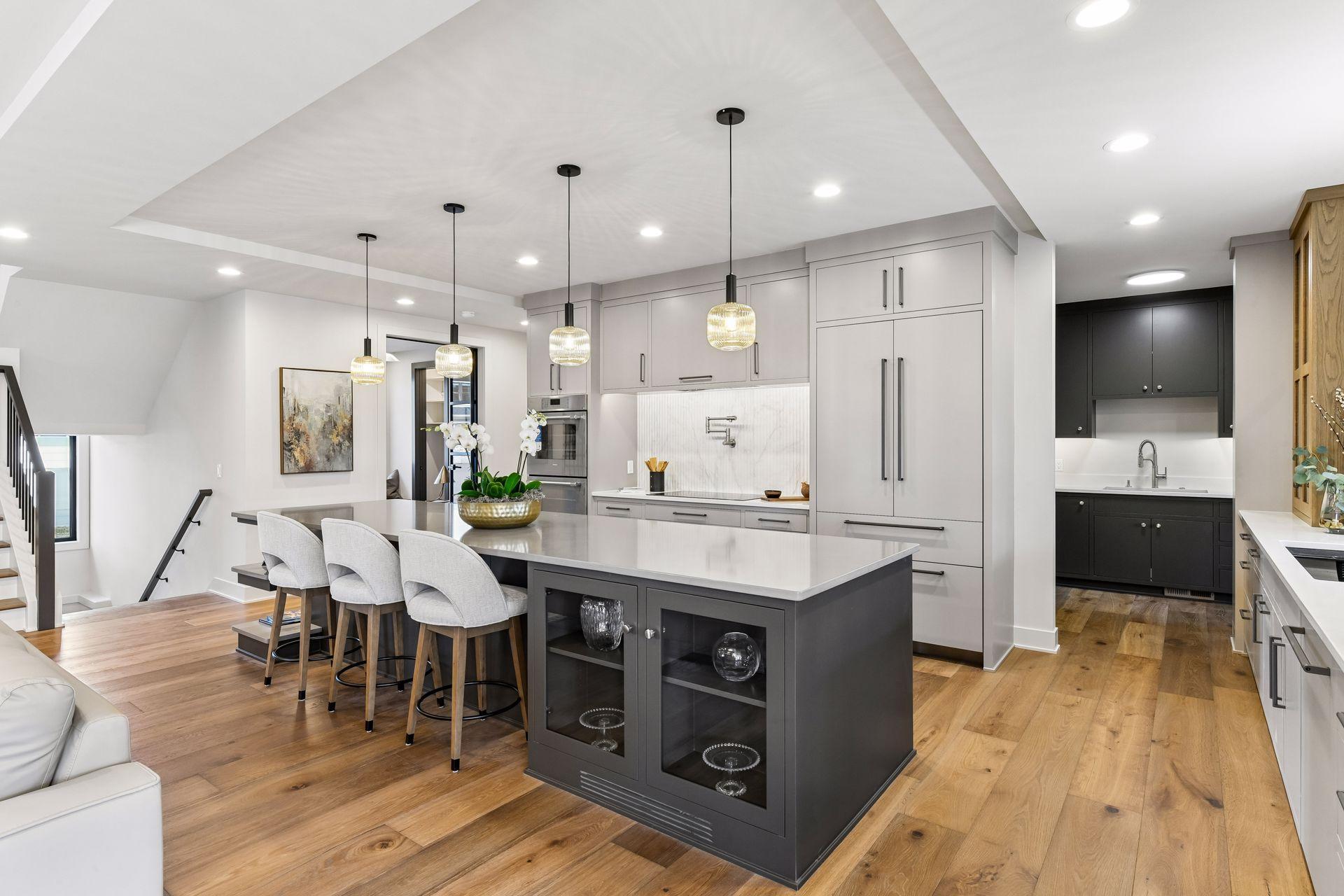 Large center island with built-in storage.