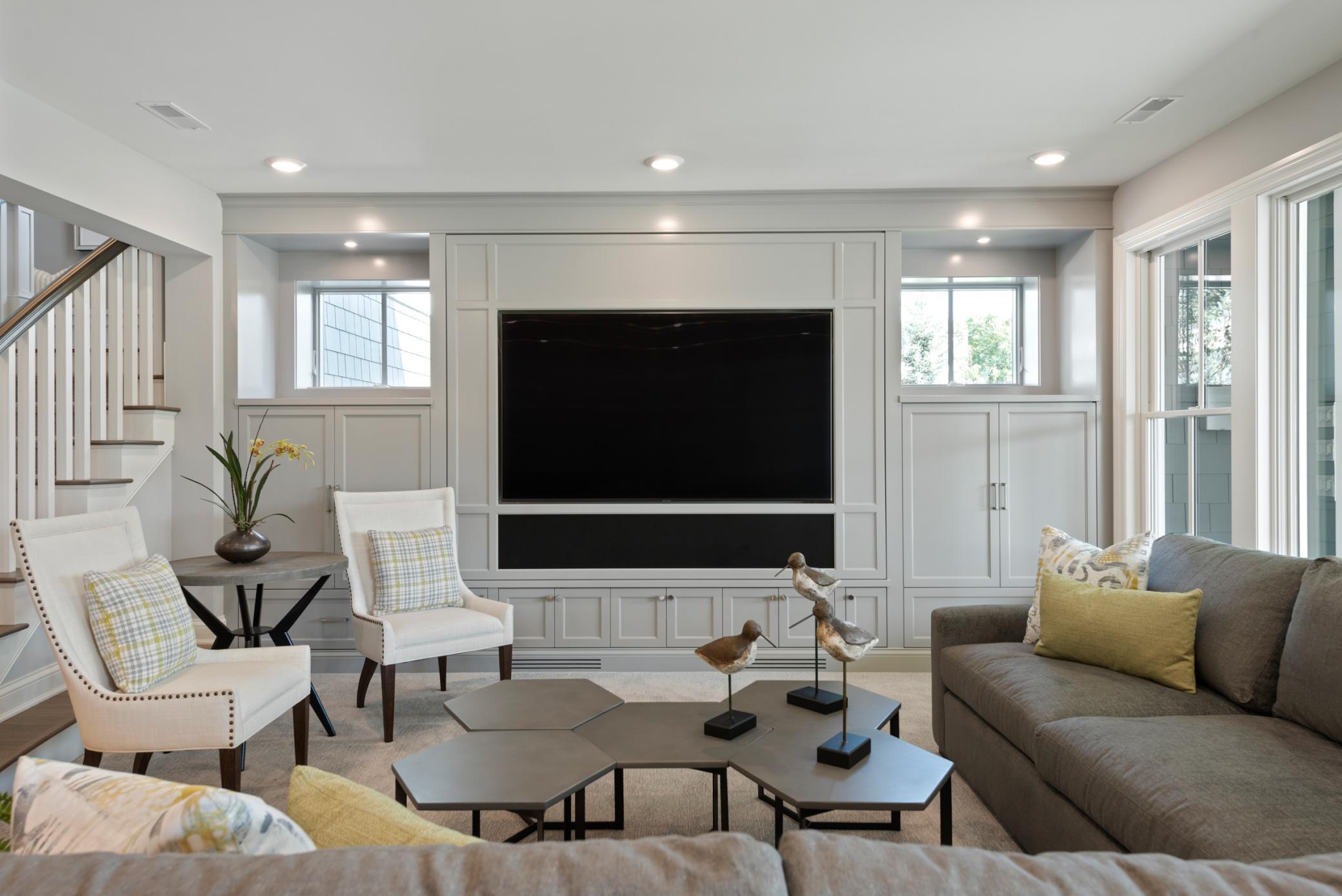 Oversized windows flood this room with natural light