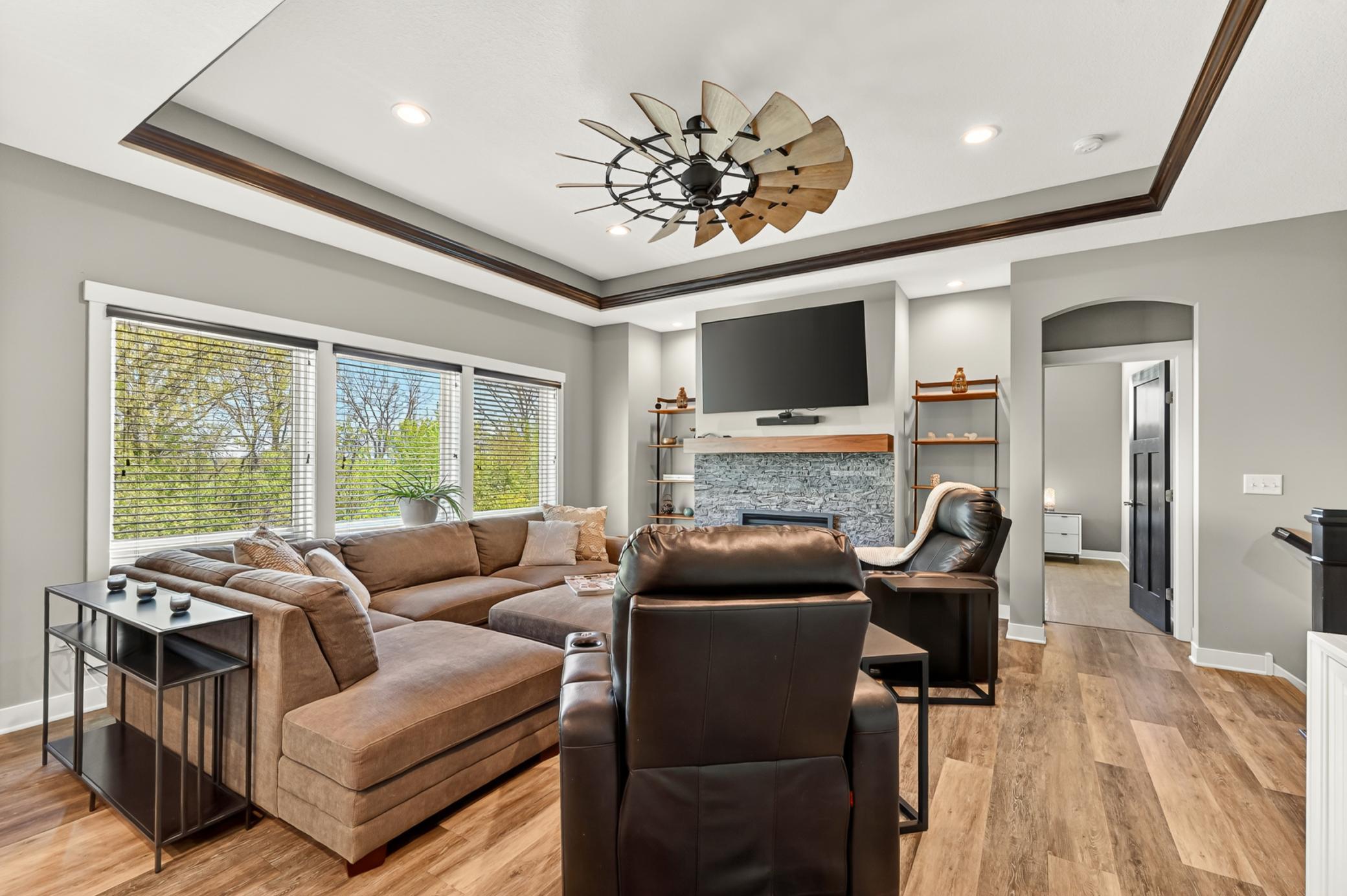 Tray ceiling in living room