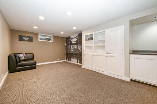 Lower level recreation room is sure to become a favorite place to hang out or exercise