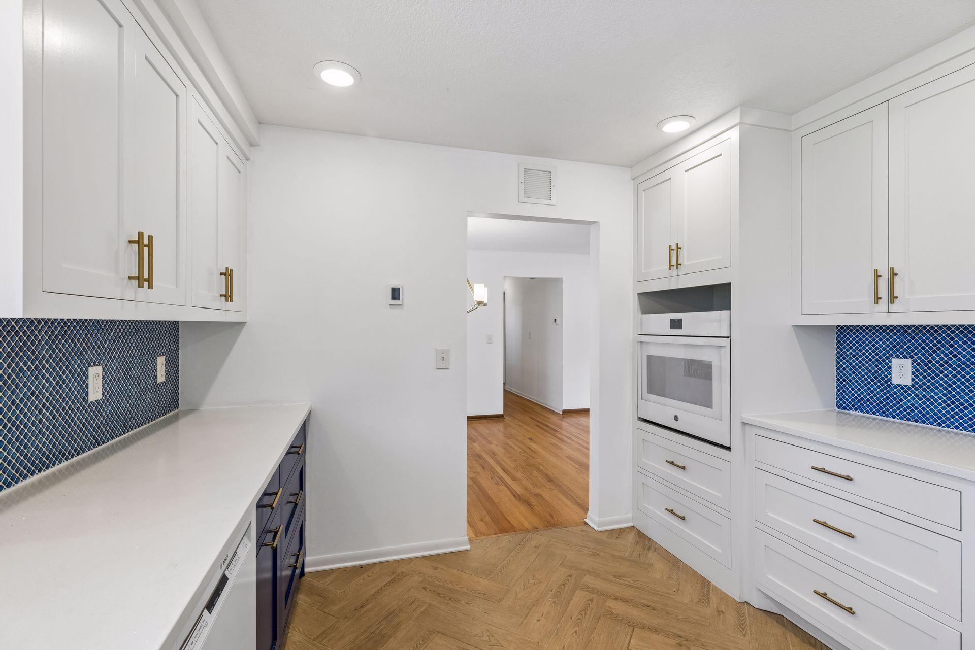 View from kitchen into dining room.