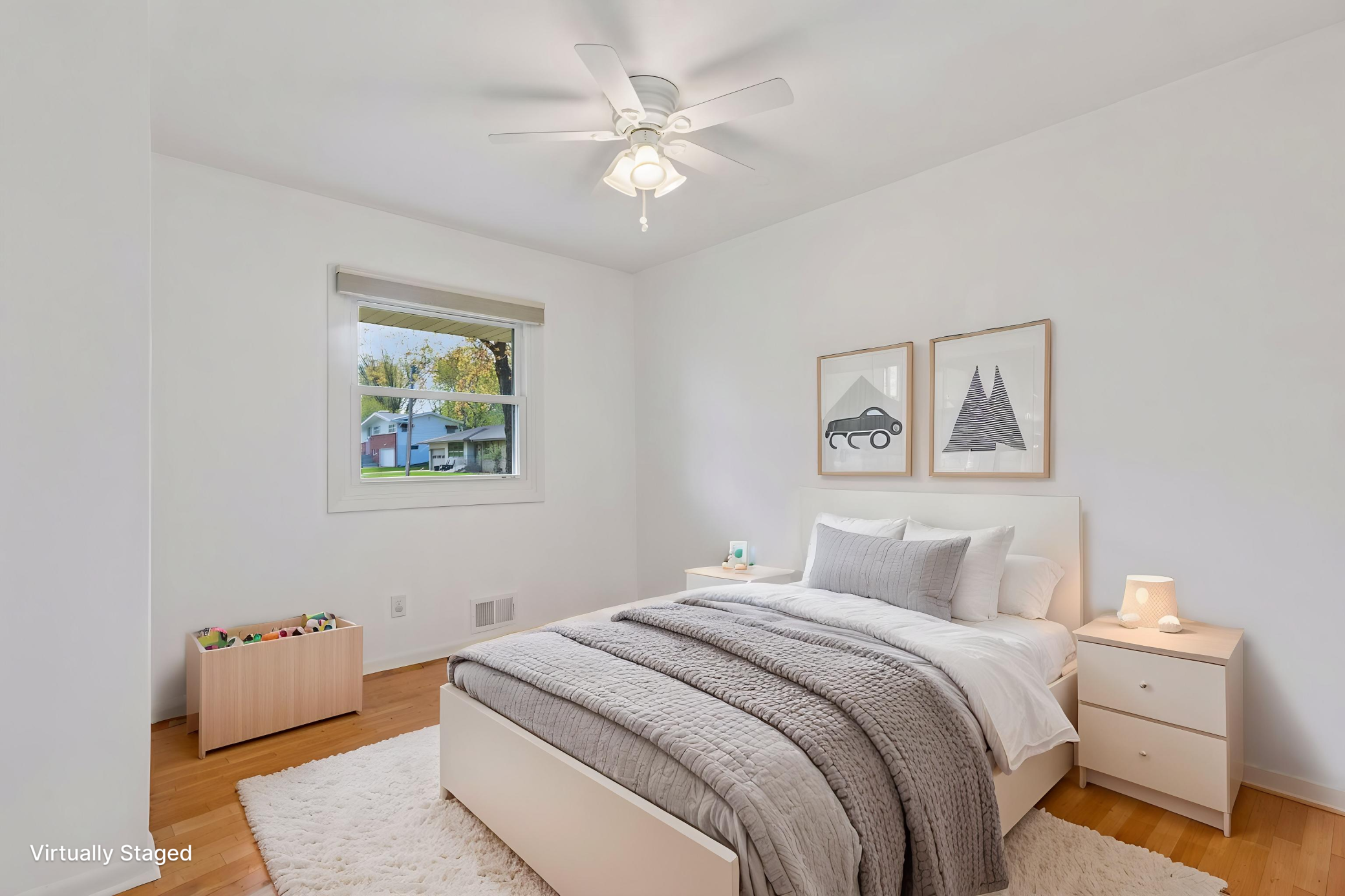 Virtually staged bedroom two.