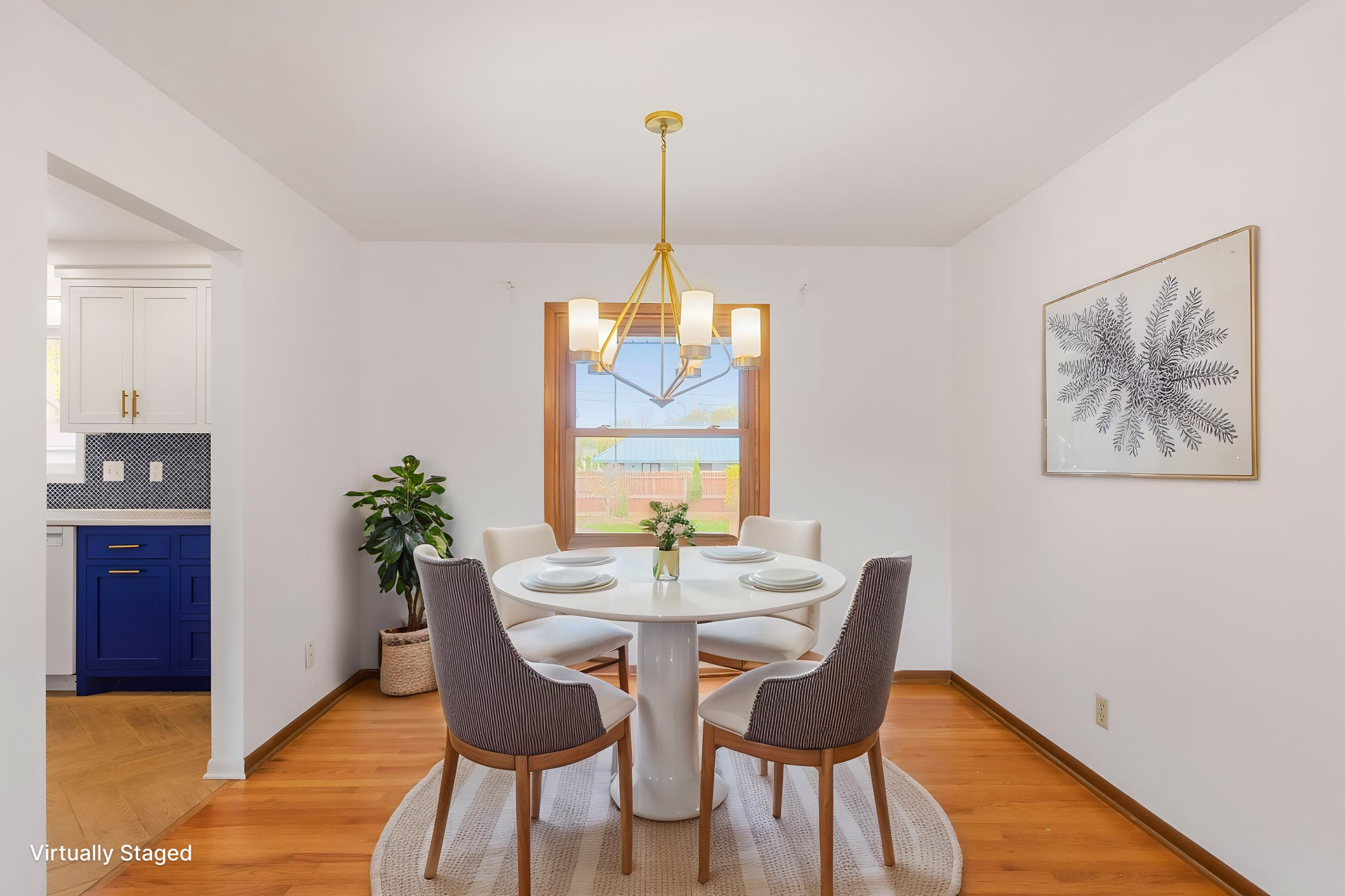 Virtually staged dining room.