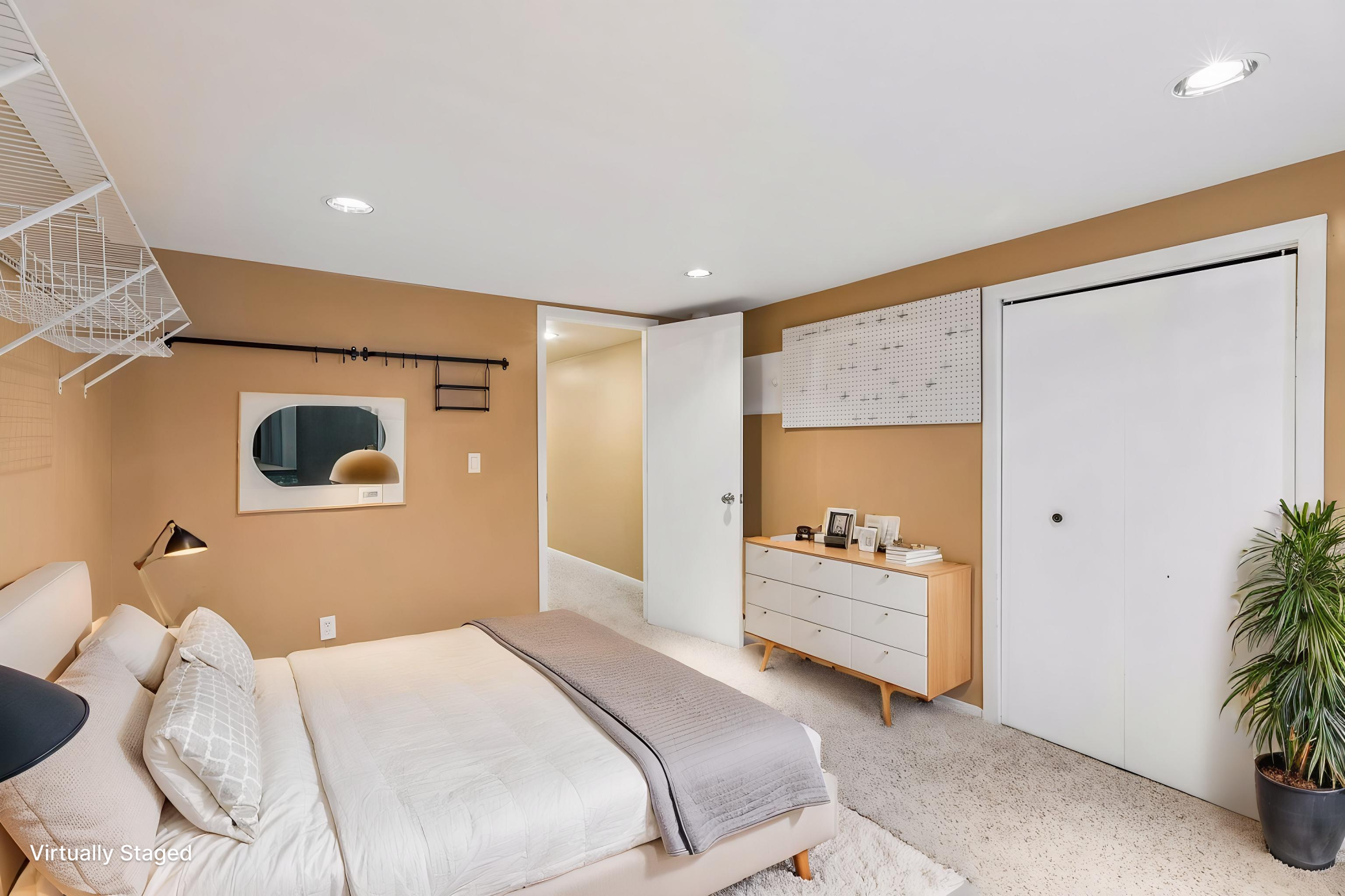Virtually staged bedroom three.