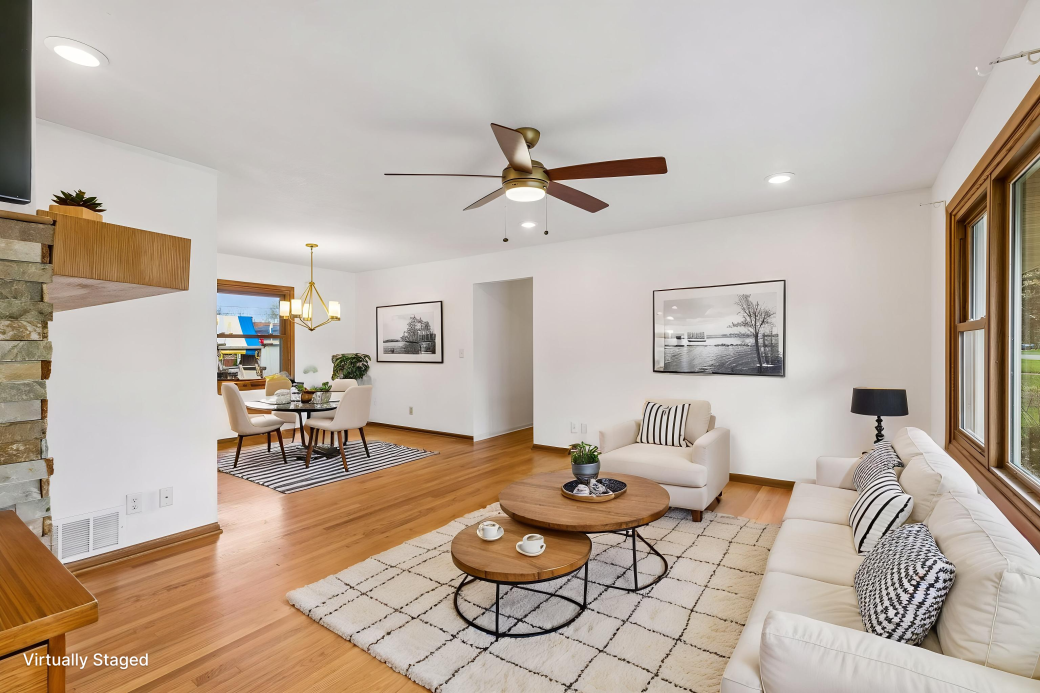 Virtually staged living room.