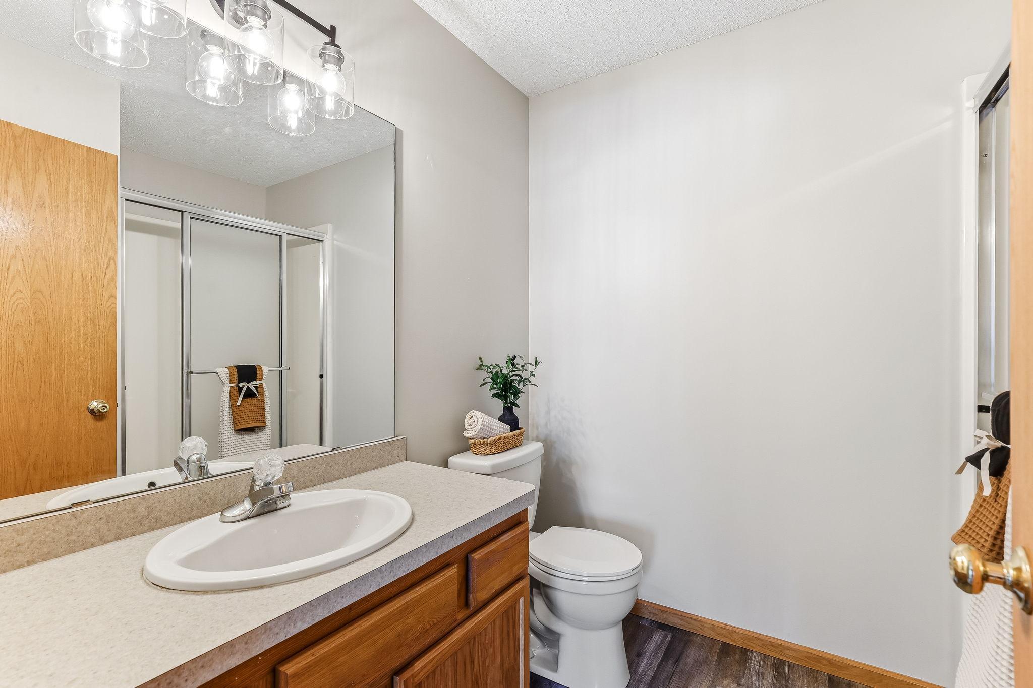 1505 Senate Lane - Primary Bedroom bath has brand new flooring, toilet and lighting!