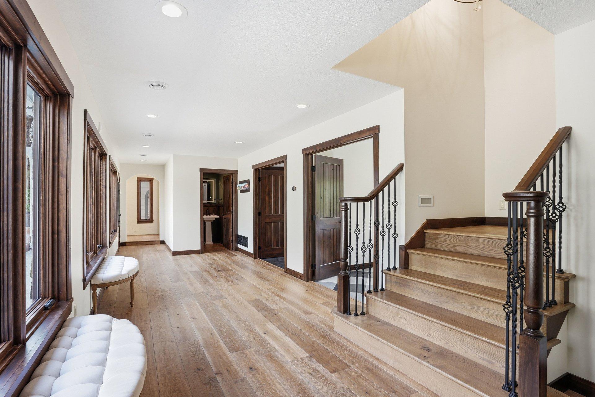 hallway and stairs to office