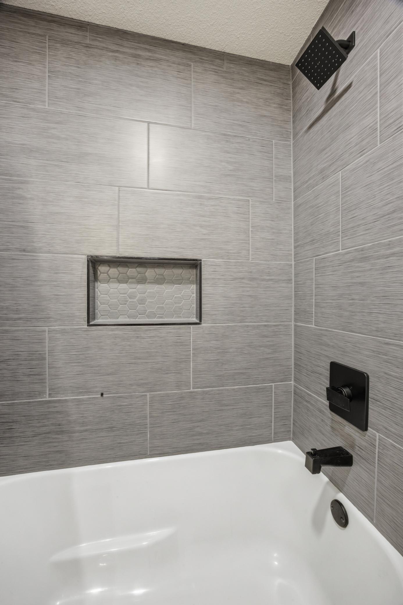 Tiled tub + shower
