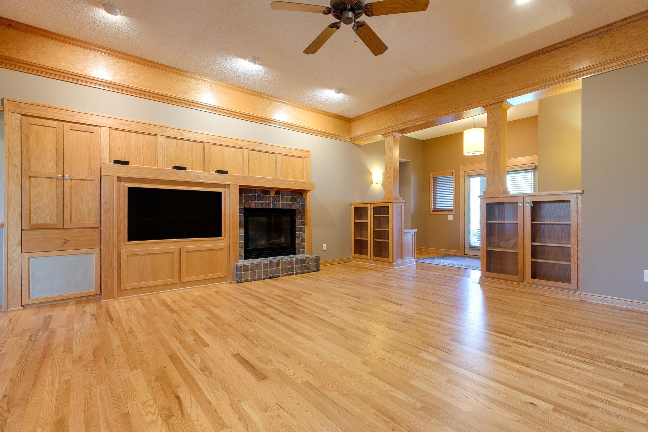 The beautiful hardwood flooring on the main floor (excluding the kitchen) was installed in 2021.