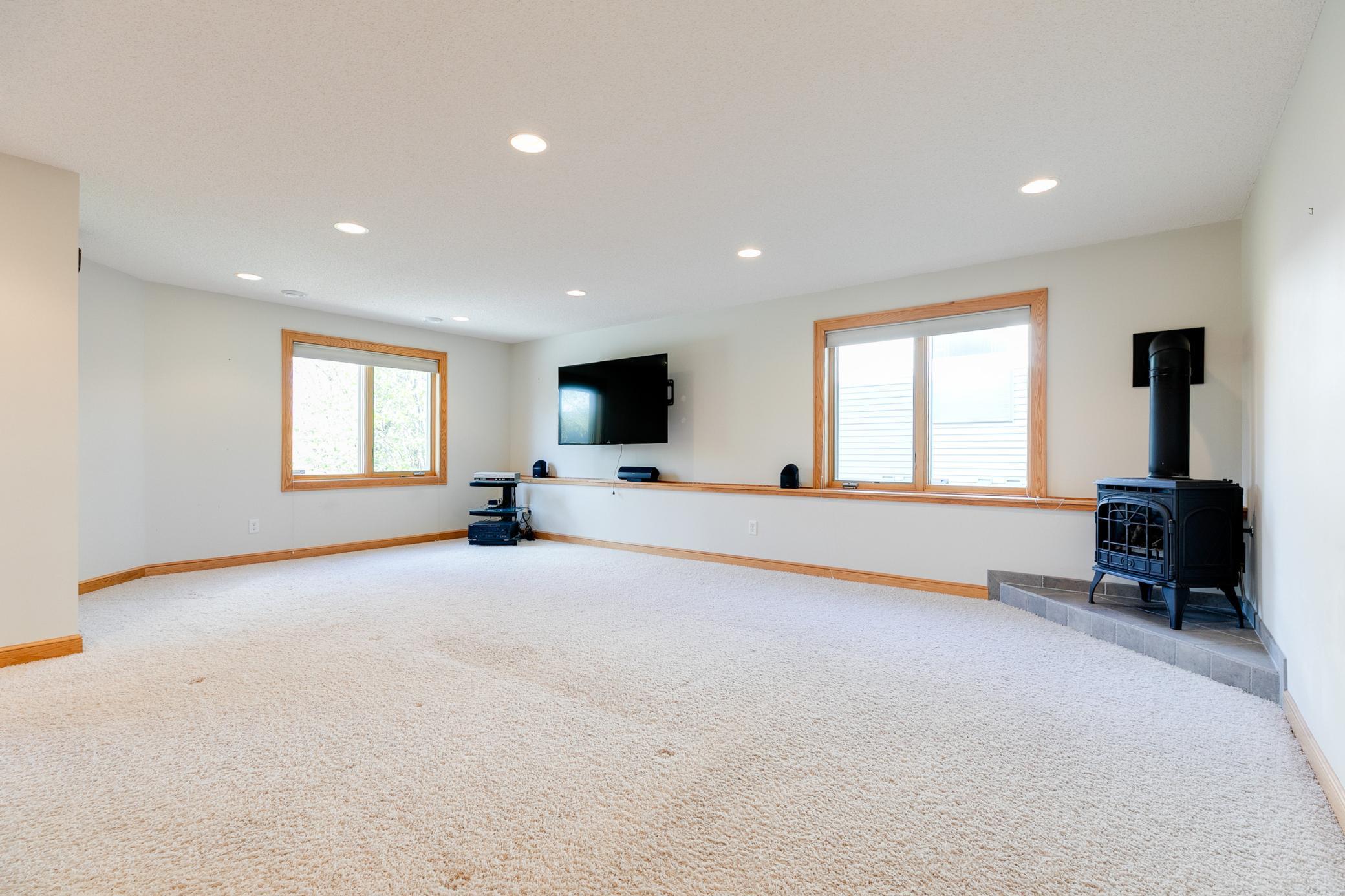 The TV, stereo system and surround sound system will stay with the home.