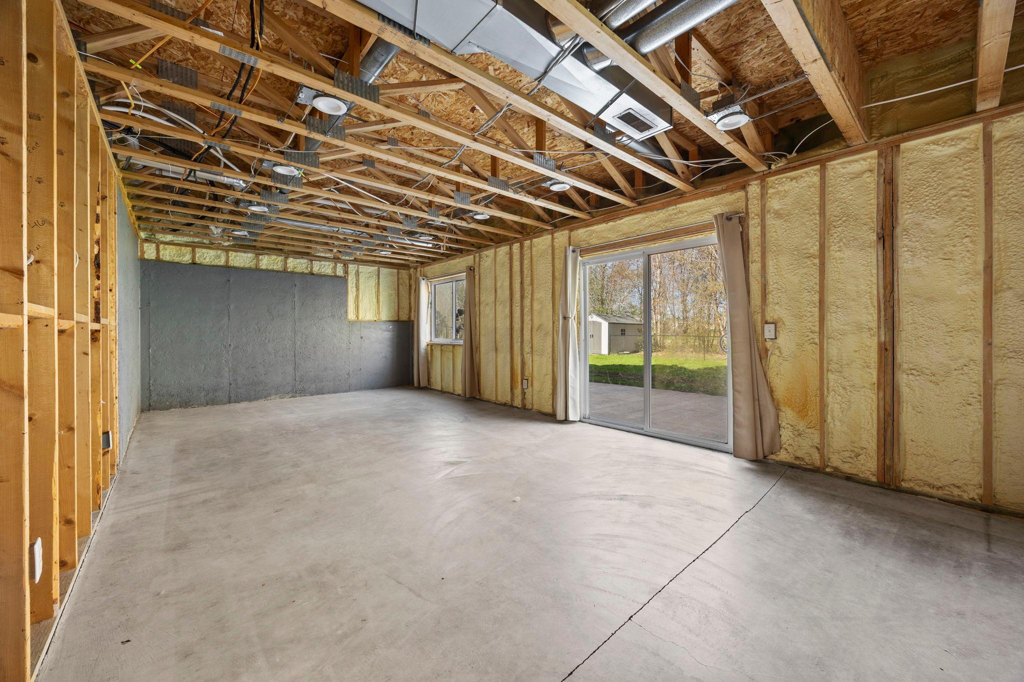 Unfinished walk out basement