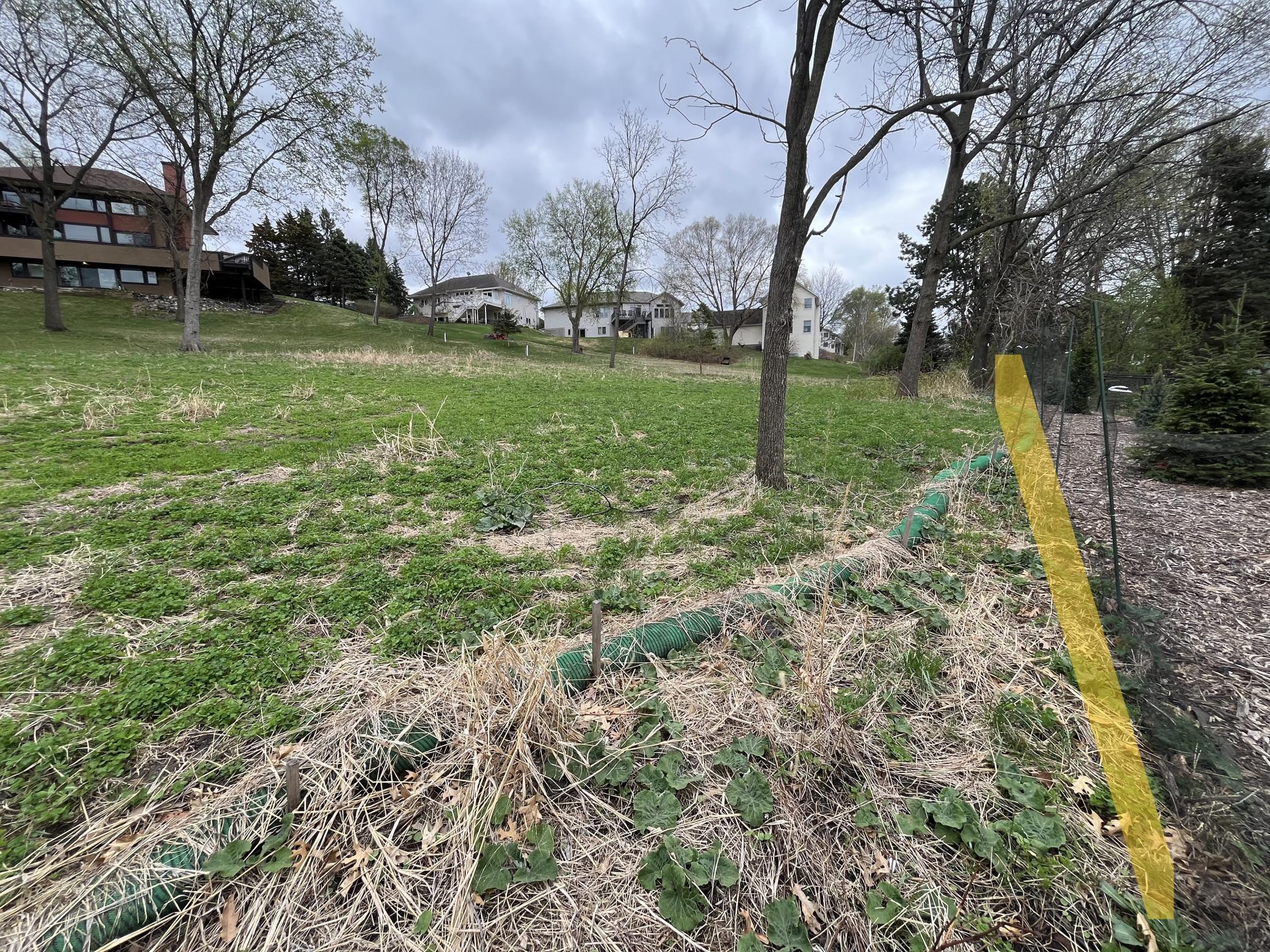 Highlighted area show approximate West lot line. Note: the silt catchers do not represent the lot lines.