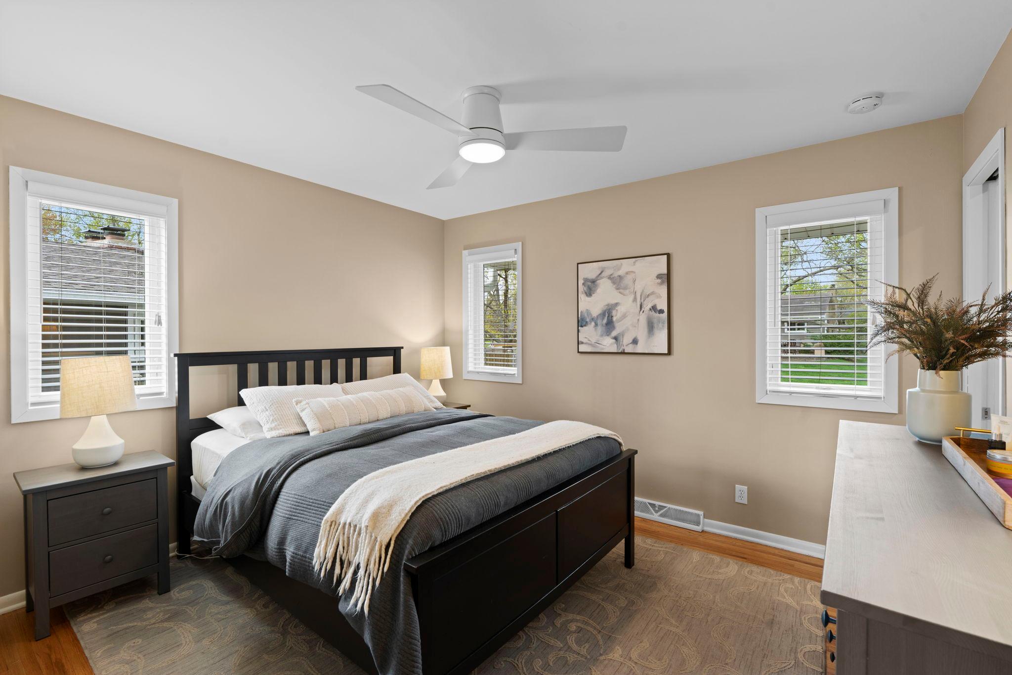 Primary bedroom with 3 windows!