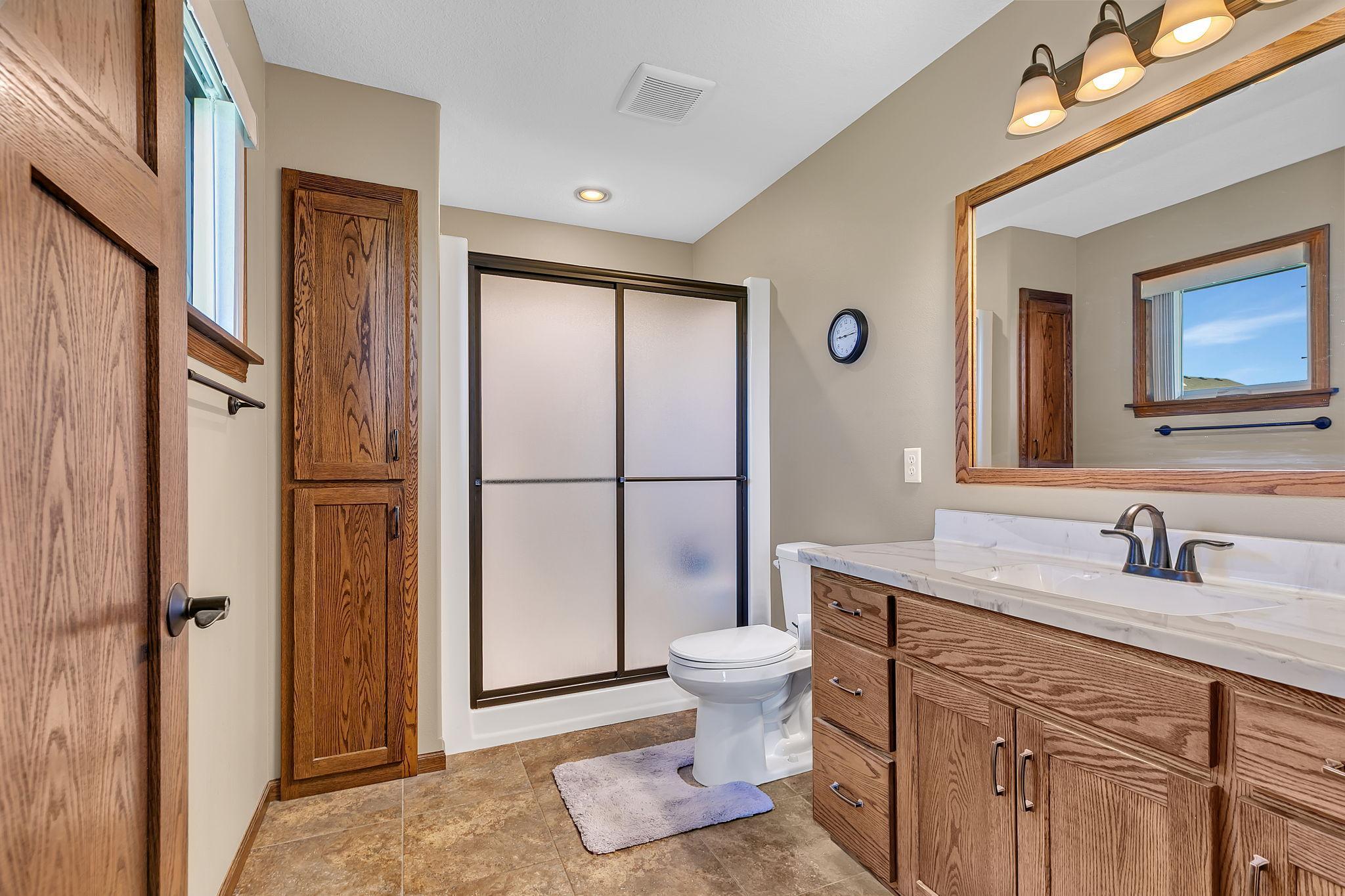 Private primary 3/4 bath ensuite