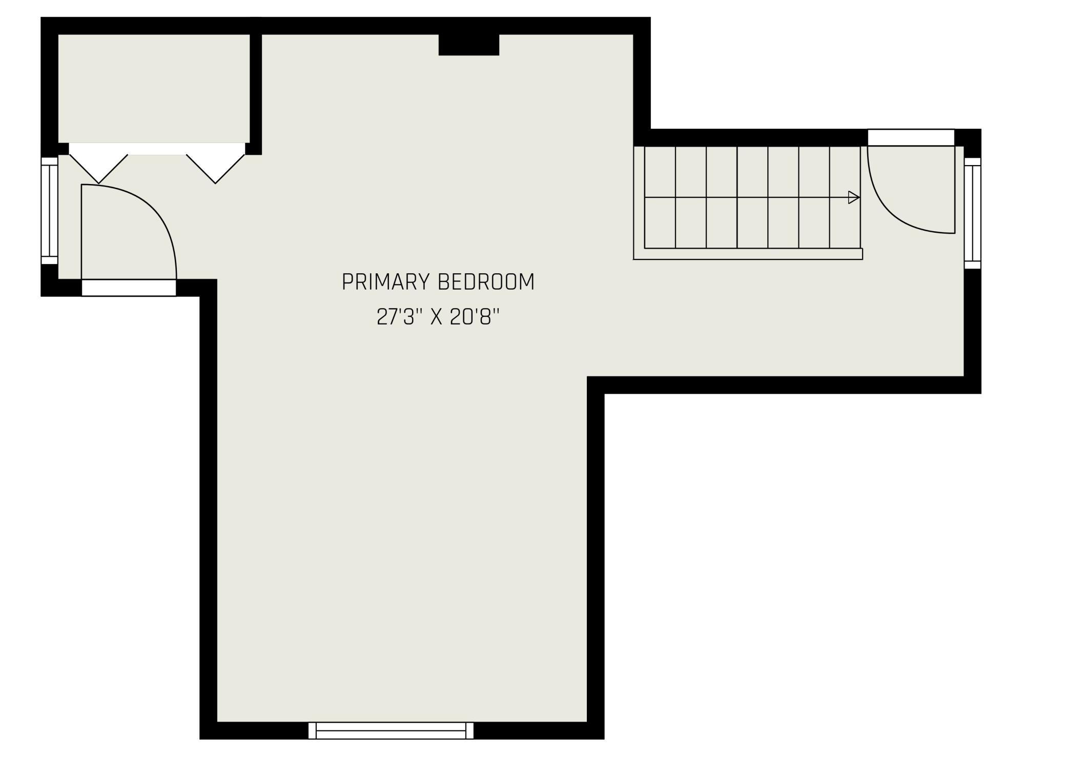 357 Finished Sqft | Upper level floor plan — primary suite with three closets, 357 finished sq ft, Montgomery MN listing