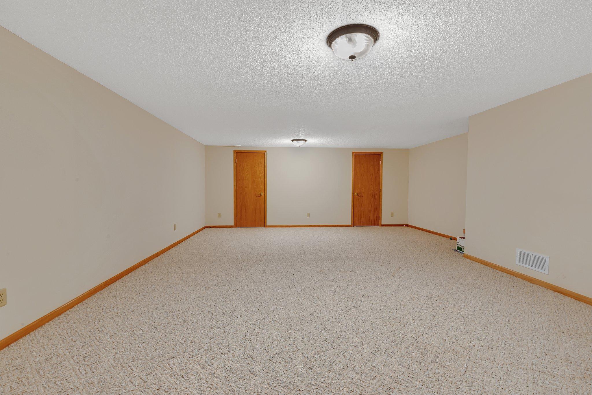 Lower Level Family room with lots of storage