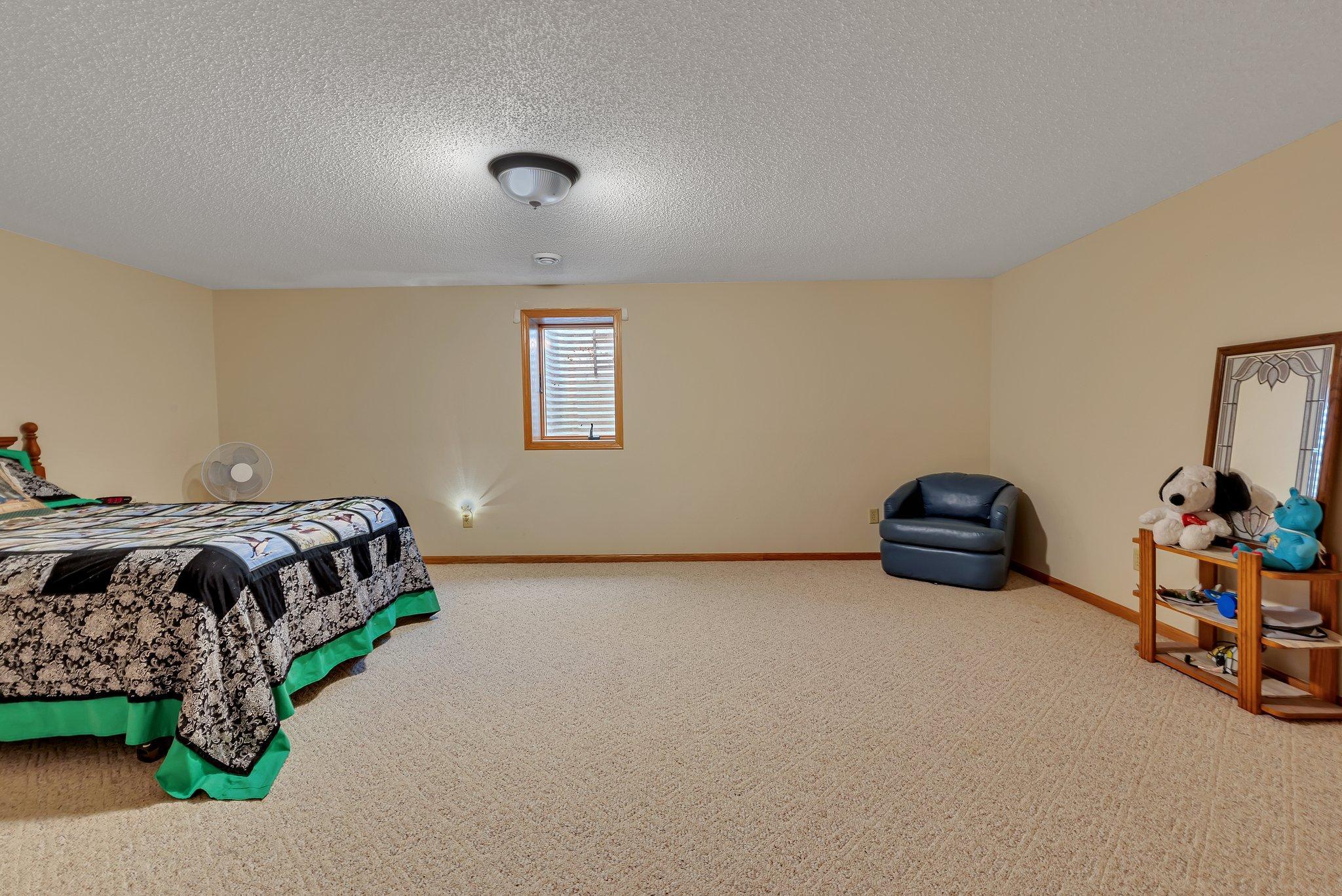 Large lower level bedroom