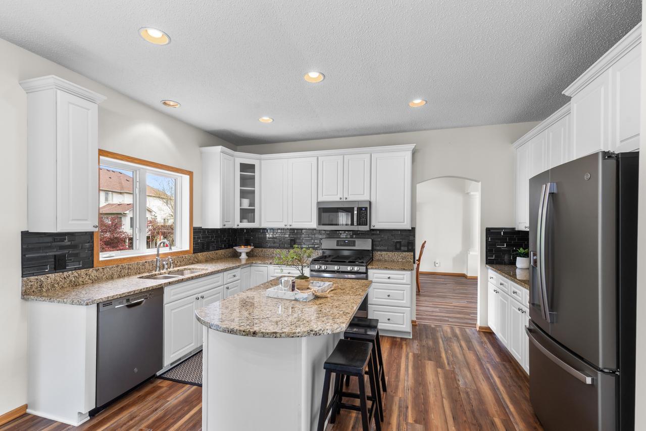 Stainless steel appliances and granite countertops