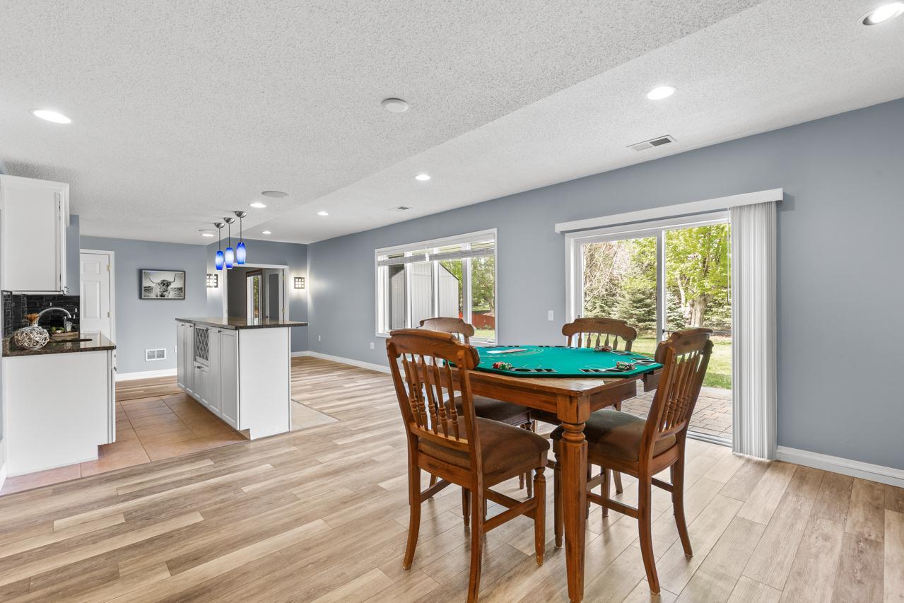 Walkout access to backyard and patio areas