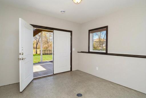 storage for deck/patio furniture, dog room with floor drain