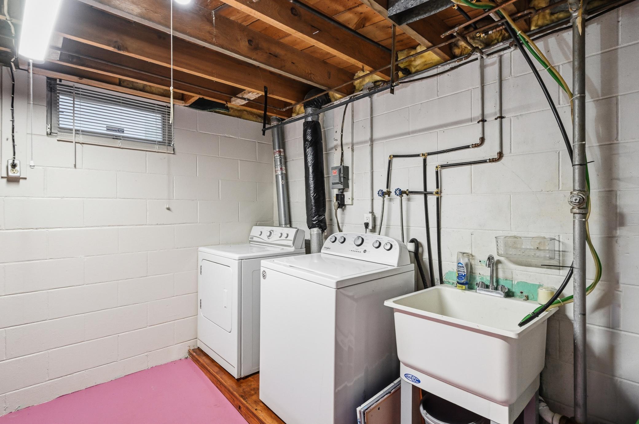 Lower level laundry & sink