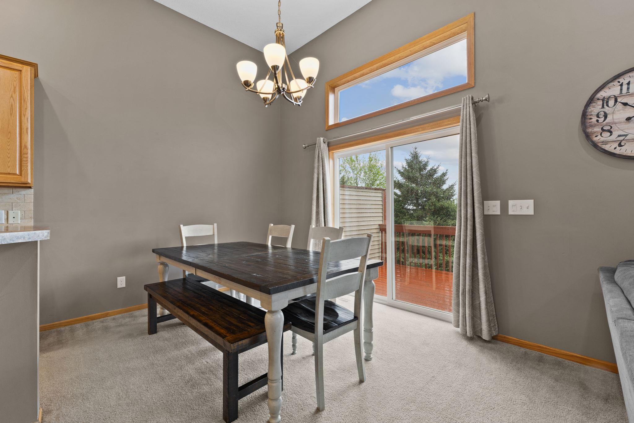 Dining area that overlooks the back deck.