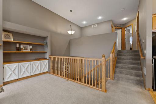 Floor outlets are great to have! The upper level takes you to a loft, two bedrooms and a full bathroom with a separate tub and shower.