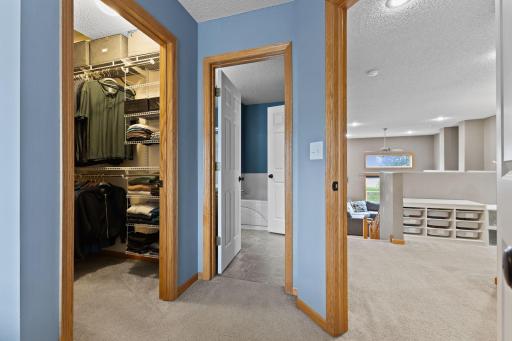 There are two entrances to the upper level bathroom for convenience.