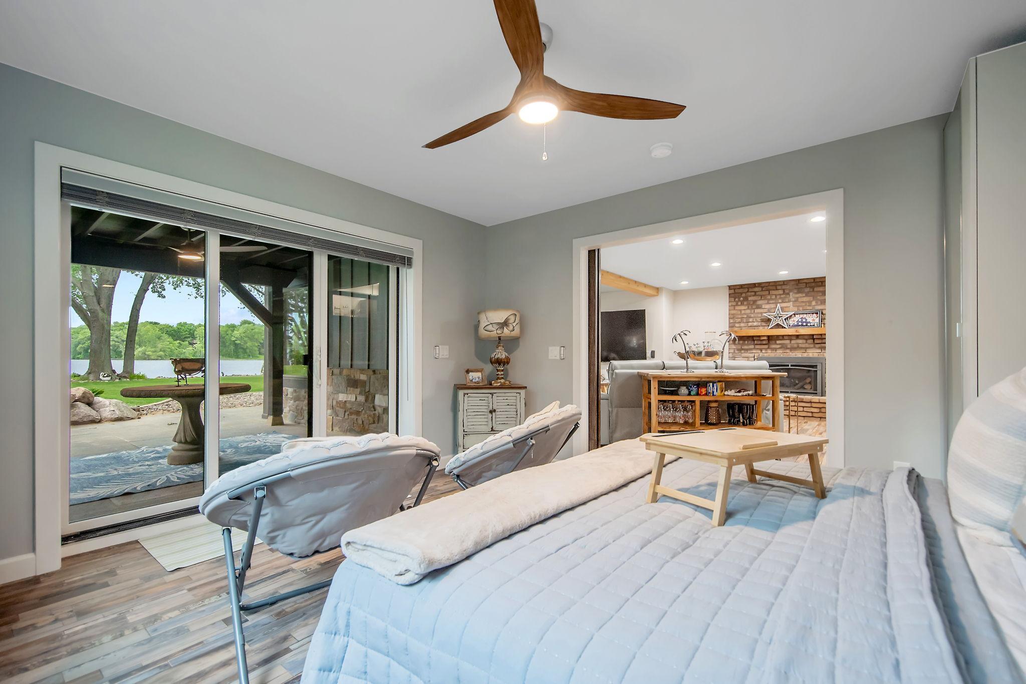 Third bedroom walks out to its own private 22' X 13' covered patio with ceiling fan. This room can be flex space and would make a great billiard/game room or extension of the family room if wanted.