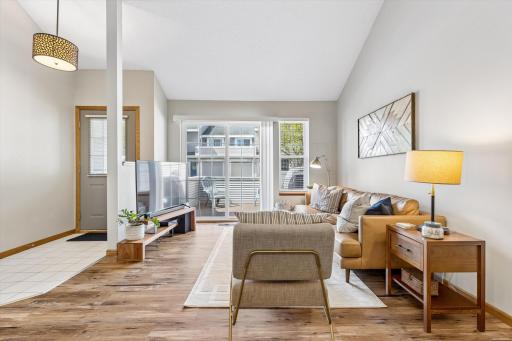 Cozy living room with beautiful Vinyl Plank floor thoughout