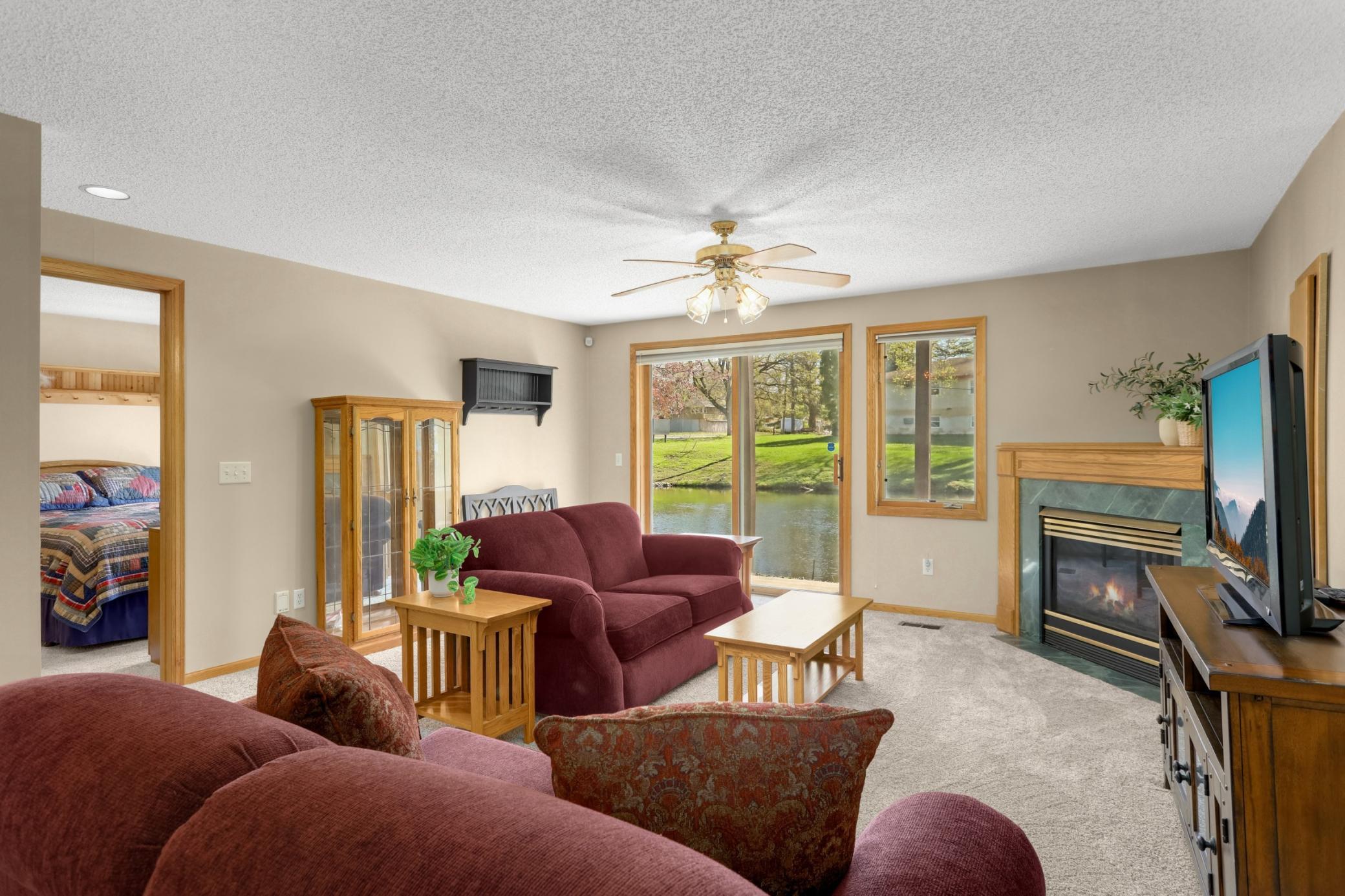 This space is a perfect place to snuggle up and enjoy your favorite show.