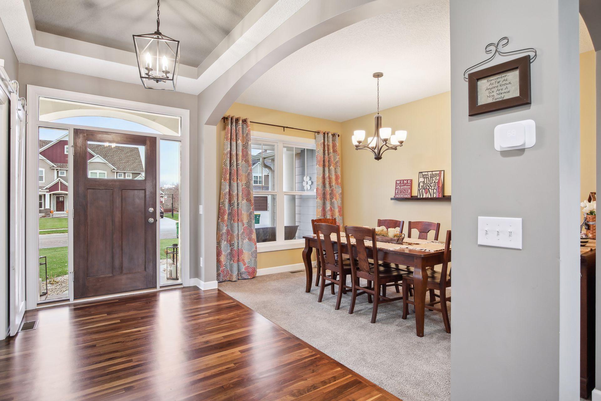 The foyer is well lit and provides lovely gathering space for greeting friends and family.