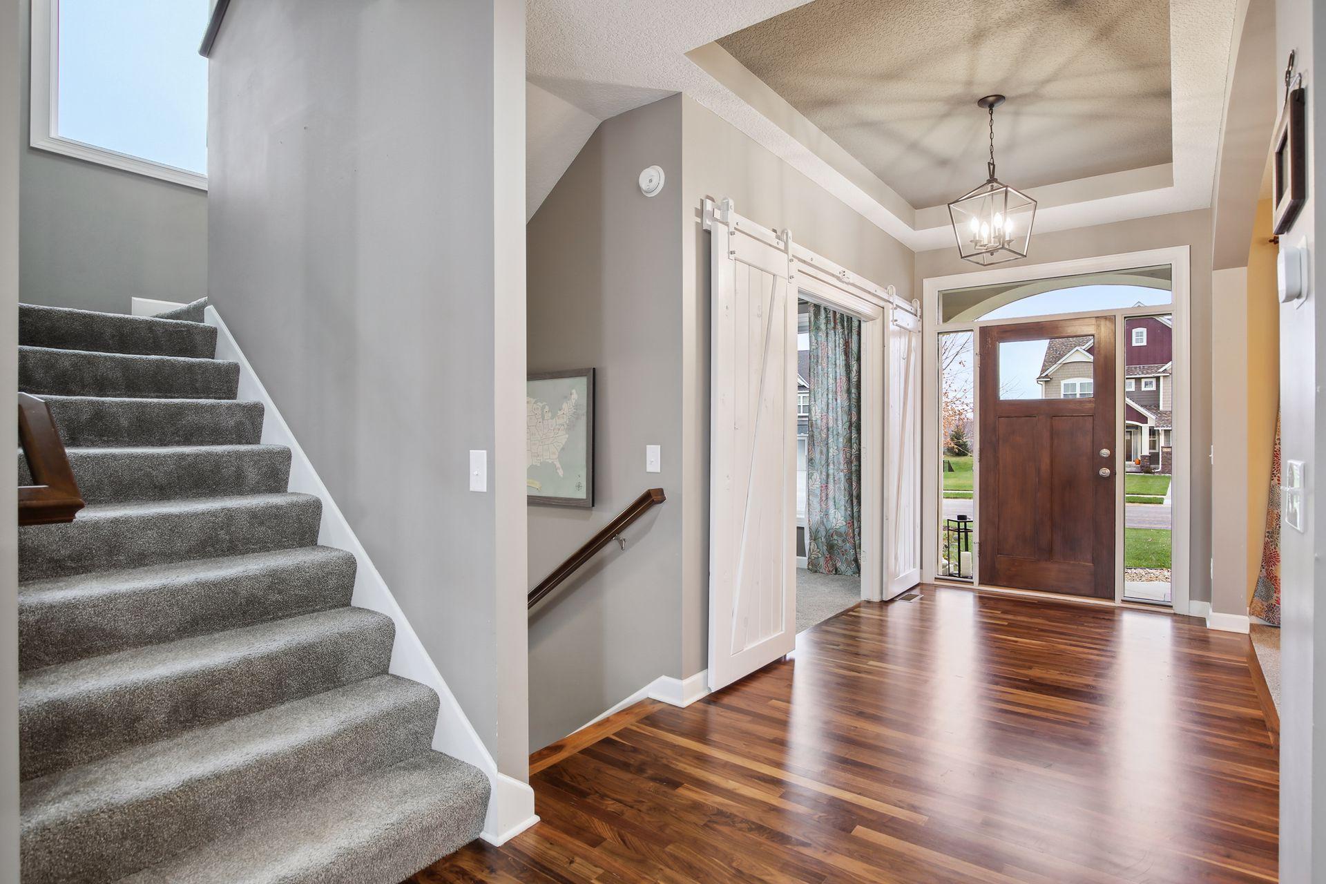 A transitional front room directly off the foyer can be used for sitting room, office, playroom or any of your family needs.